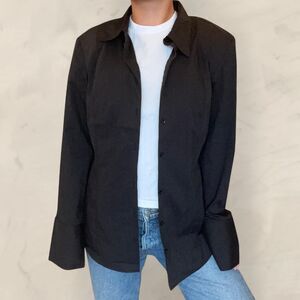 Black tapered waist shirt with shoulder pads H&M size size large